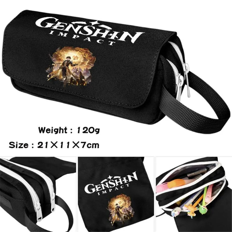 Torebki kosmetyczne Gra Genshin Impact Cartoon Student Pencil Case Wodoodporny przenośny Penbag Unisex Artykuły papiernicze Make Up Bagcosmeti