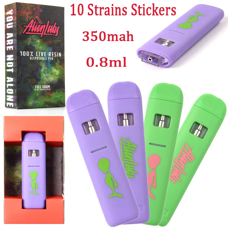 10 Strains Sticker Alienlabs Disposable Vapes E Cigarettes 0.8ml Empty