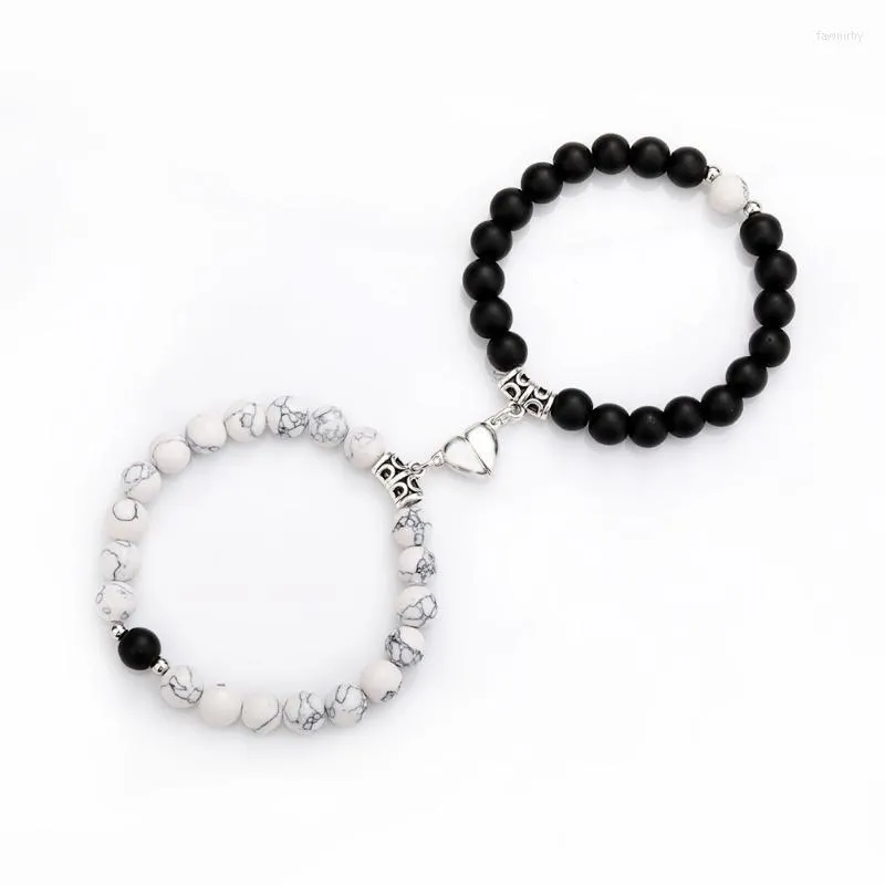 سلسلة الارتباط 2pcs/مجموعة أساور المغناطيس زوجين عتيقة مطابقة الحجر الحجري المسافة مقترنة Braclet Lovers المجوهرات عيد الحب الحاضر FA