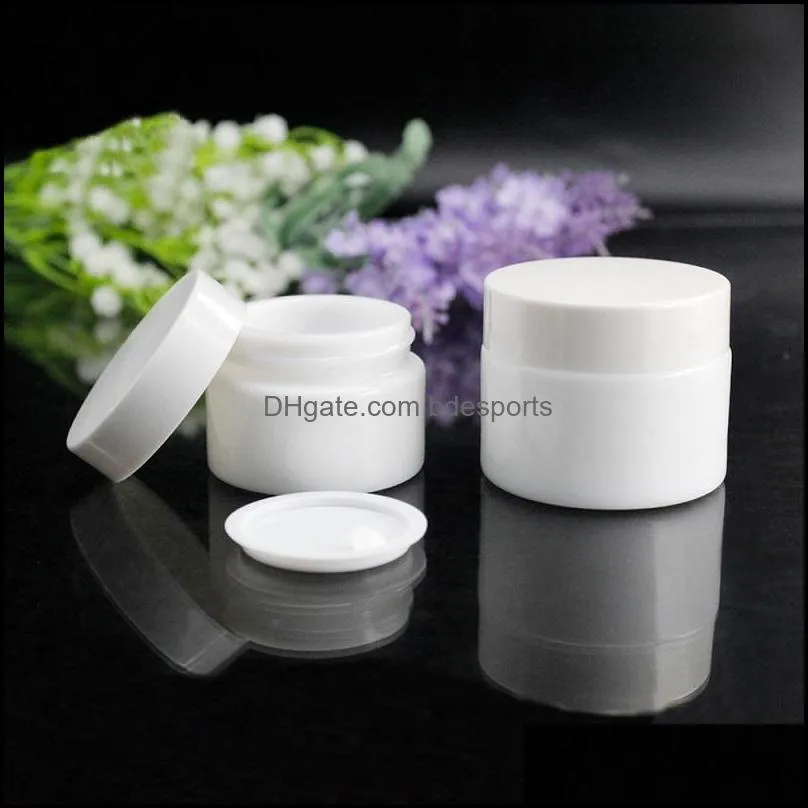 20g 30g 50g Glass Jar White Porcelain Cosmetic Jars with Inner PP liner Cover for Lip Balm Face Cream