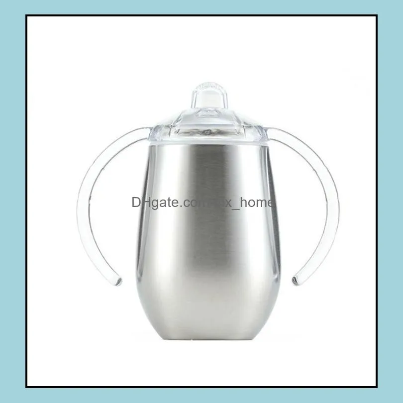 10oz sippy cup stainless steel tumbler with double handle egg cups vacuum insulation baby water bottle coffee mug yhm47