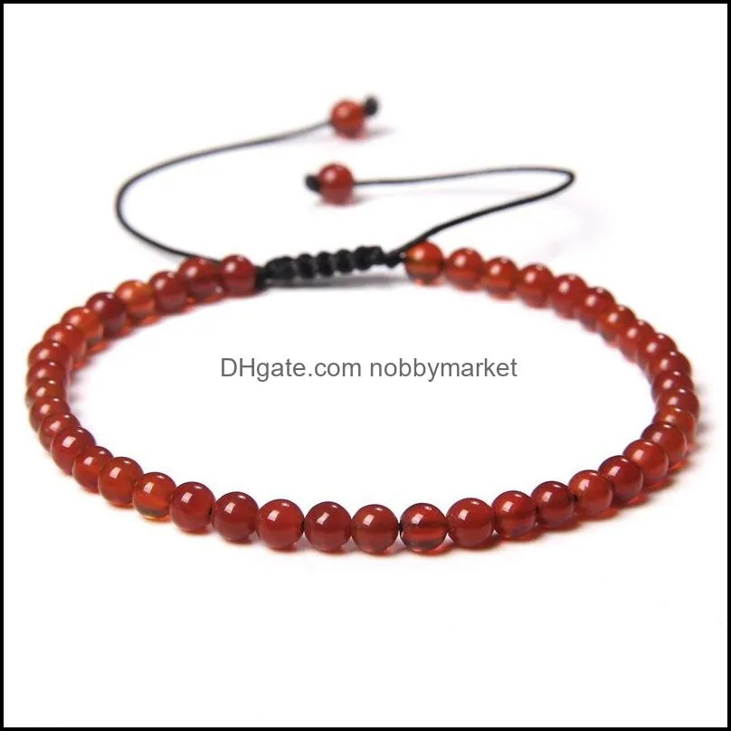 4mm Natural Agate Stone Braided Beaded Bracelet For Women Mini Beads Energy Pulsera Fashion Energy Meditation Yoga