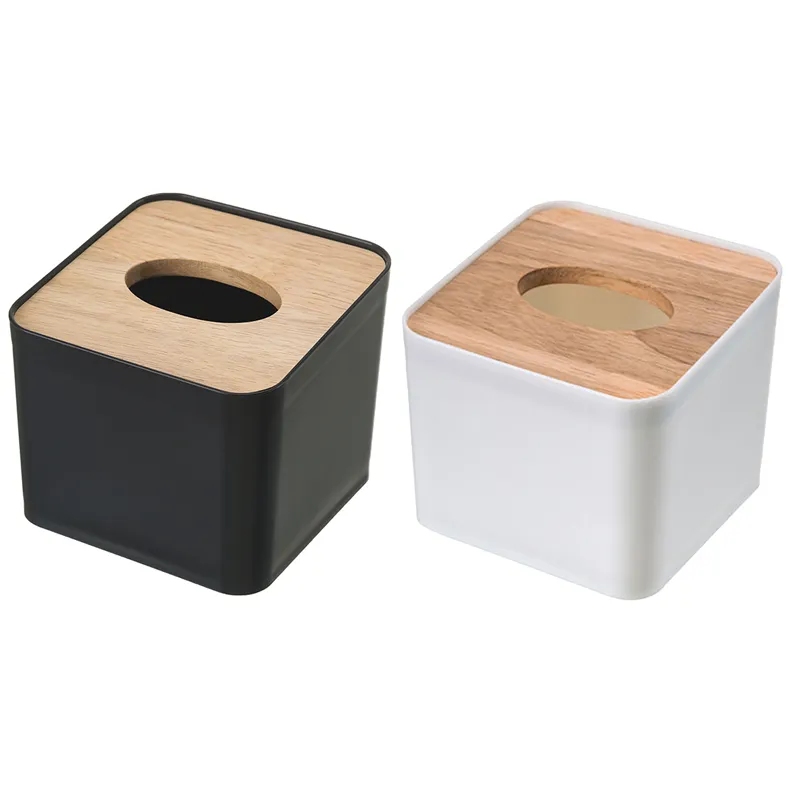 Porte-serviettes en bois moderne forme carrée en bois boîte à mouchoirs en plastique étui maison cuisine porte-papier accessoires de stockage 220523