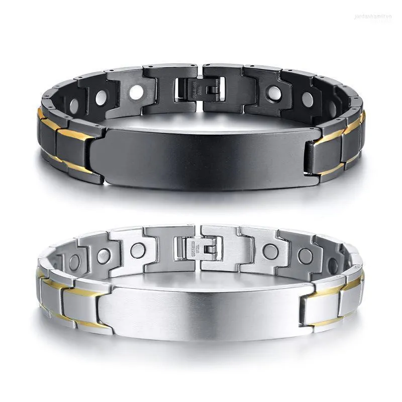Wollet – Bracelet à courbure magnétique pour hommes, bijoux, couleur noire, aimants à Double rangée, énergie de guérison, soins de santé 4 en 11