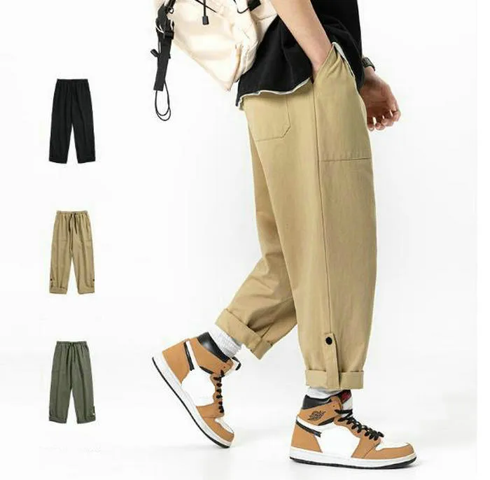 Повседневные брюки для мужчин весна лето новое грузовое брюки мужская модная бренда свободная прямая рабочая одежда длинные брюки