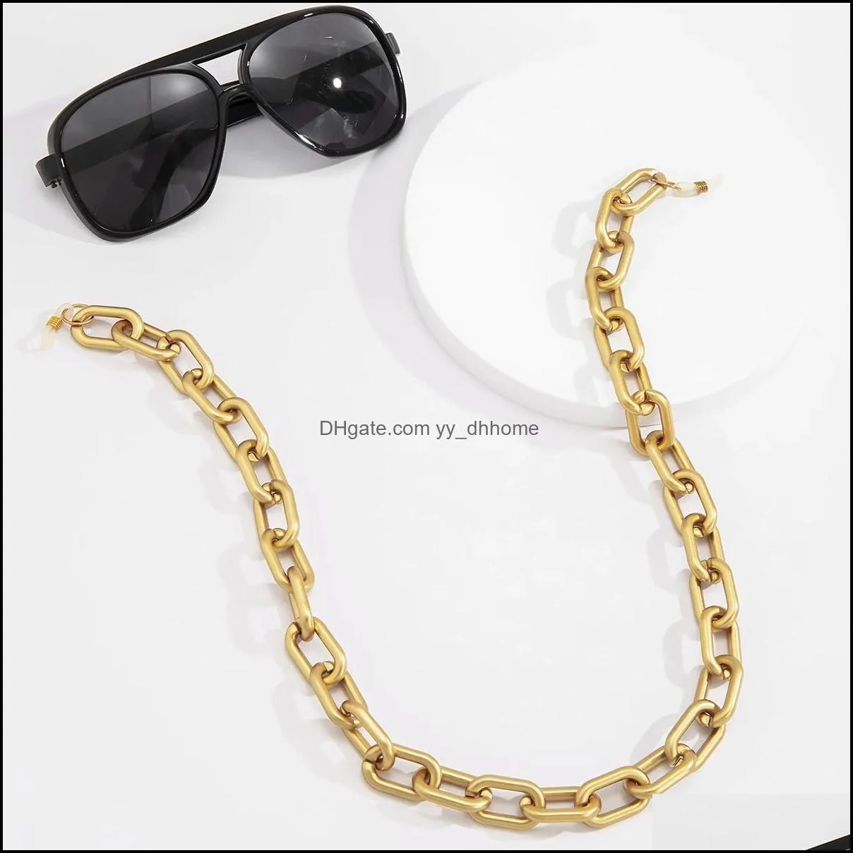 2021 punk metal gold color hip hop glasses chain fashion women sunglasses accessary