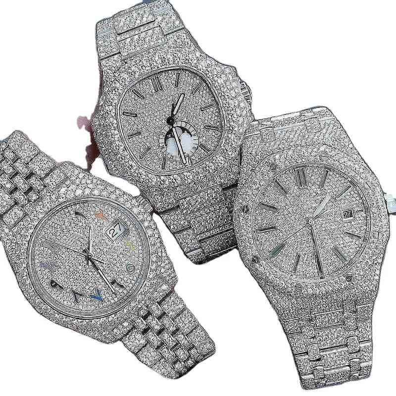 Diamond Watch Factory Custom Hop Biżuteria luksusowy styl pełny mrożony bling moissanite męs