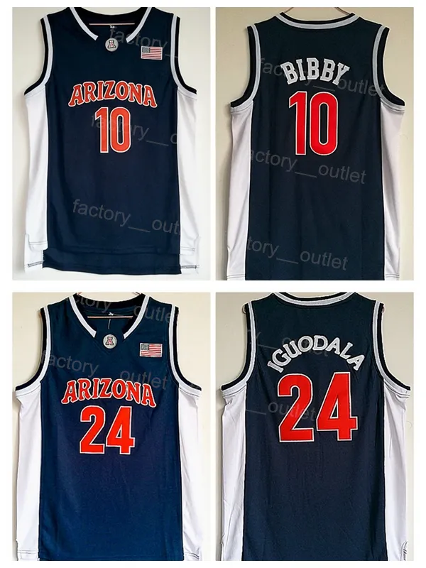 NCAA Basketbol Koleji Arizona Wildcats 24 Andre Iguodala Jersey Mike Bibby 10 Üniversite Takım Renkli Donanma Spor Hayranları İçin Nefes Alabaş Nakış İyi Kalite