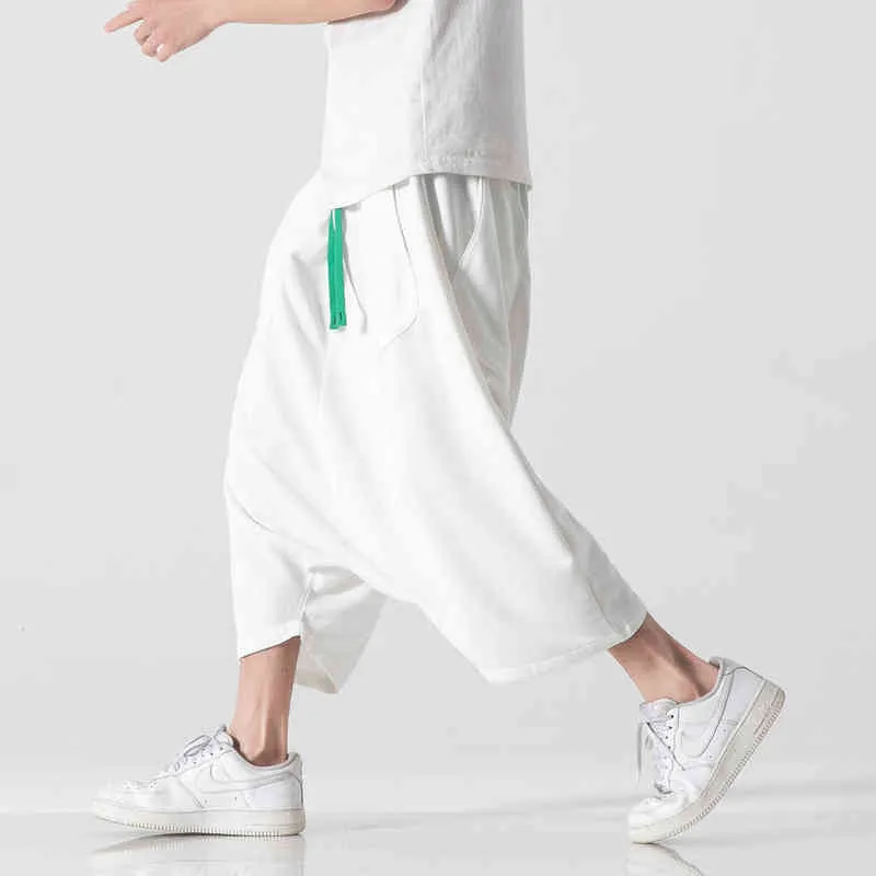 Pantaloni da uomo stile cinese a gamba larga da uomo con cavallo appeso Pantaloni con gonna a fiori Hip Hop Pantaloni da uomo antichi Kung Fu larghi al polpaccio L220706