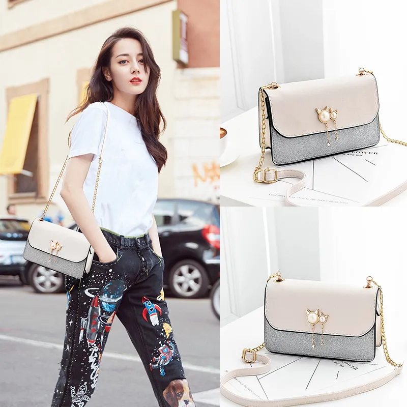 Myyshop سيدة لطيف حقائب crossbody القط صغير لؤلؤة الكتف حقيبة يد المرأة طويلة محفظة محافظ سلسلة قابل للتعديل أحمر