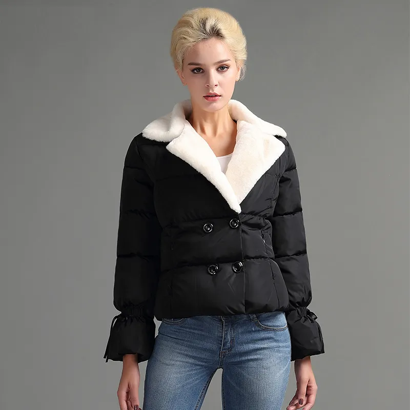 yvyvlolo 가을 겨울 여자 재킷 패션 패션 짧은 겨울 코트 여성 우아한 파카 여성 따뜻한 아웃복 201026