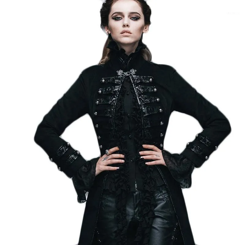 Punk gotisk mönster kvinnlig kappa kvinnors viktorianska jacka visual kei flocking rockar steampunk smal fit outwear jackor 2022