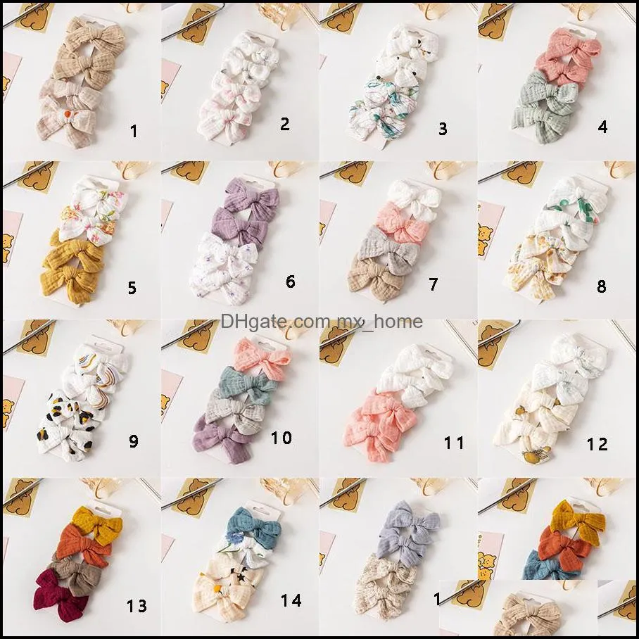 baby hair clips bowknot barrettes kids toddler cotton hairpins clippers girls headwear accessories for children 4pcs/sets z6804