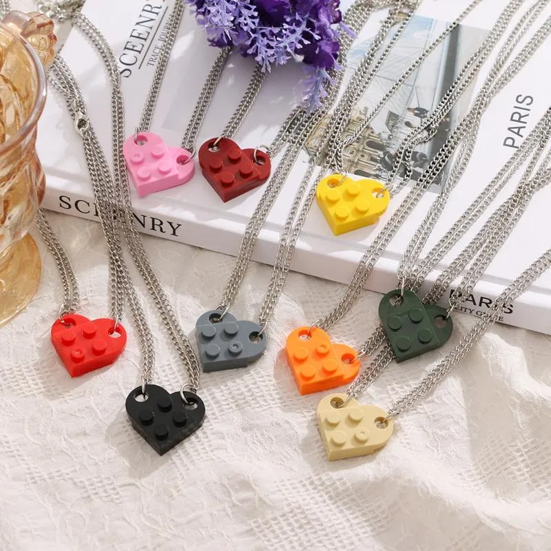 Pendant Necklaces Korean Fashion Heart Brick Couples Necklace For Lovers Women Men Friendship Valentines Gift Jewelry