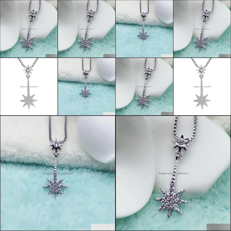 silver necklaces imitation 925 necklace wedding accessories women plated silver chicjewelry lucky star necklace