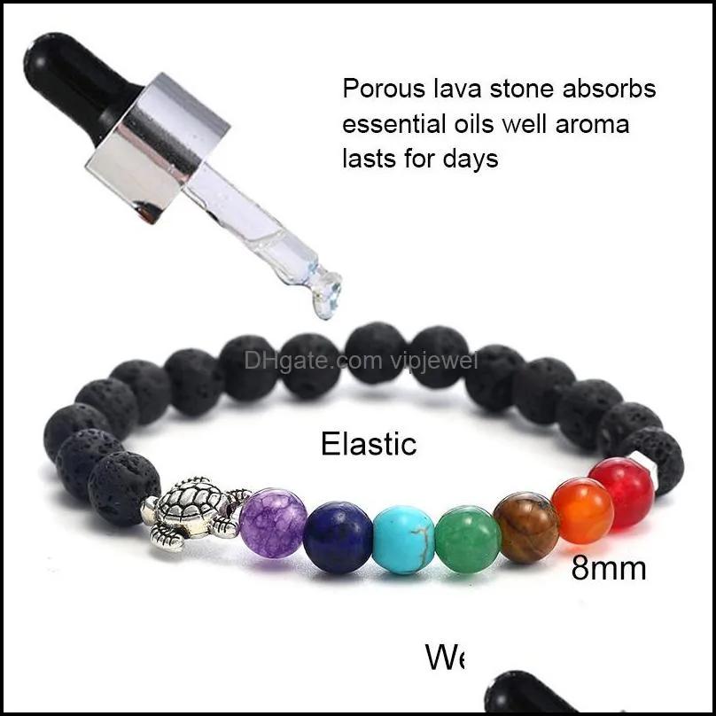 7 chakra bracelet for men women 8mm black laca beads elephant/buddha/life tree yoga healing essential oil diffuser bracelet-z