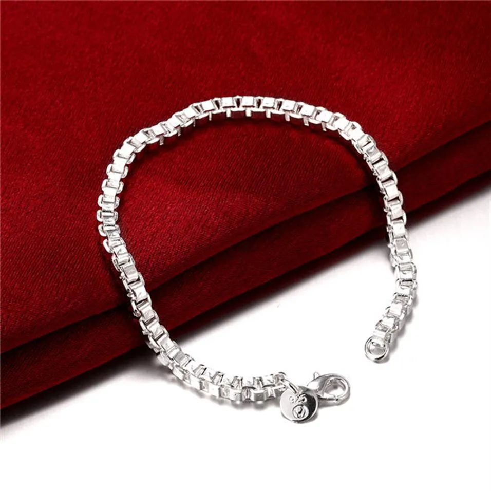 Sterling verzilverde doosverbinding ketting armband GSSB172 mode 925 zilveren plaat sieraden armbanden337e