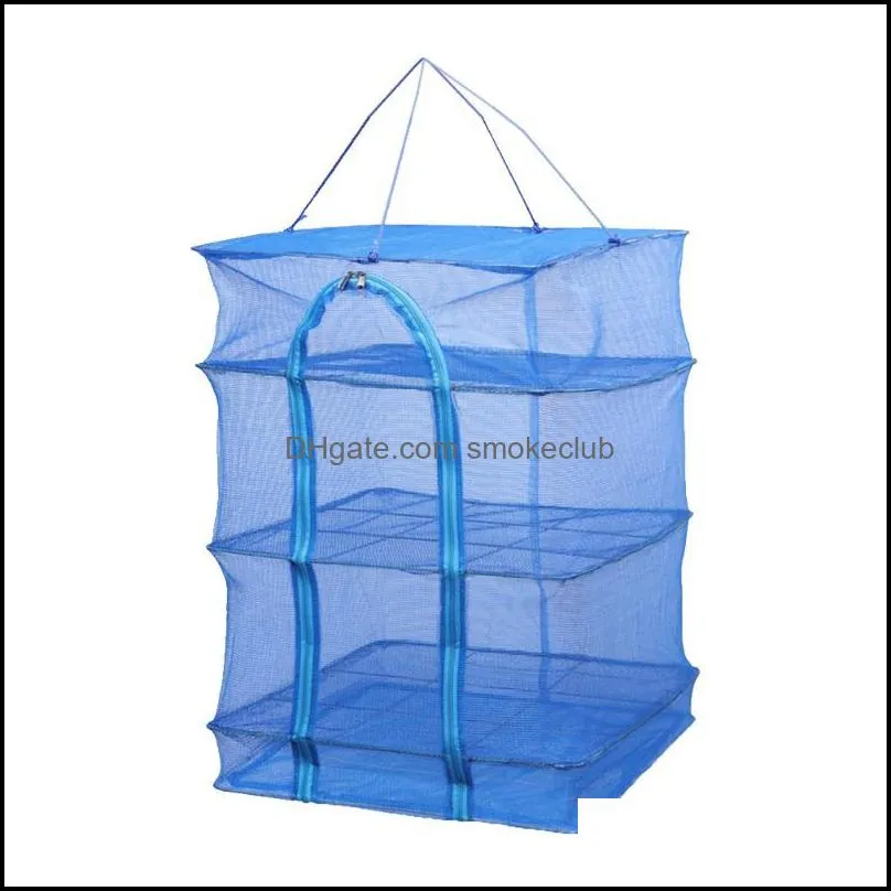 Laundry Storage Organization 1Pc Vegetable Fish Folding Drying Net Nylon Basket 3-Layer Hanging Mesh Dryer Rack 65X35X35Cm Drop Delivery 2