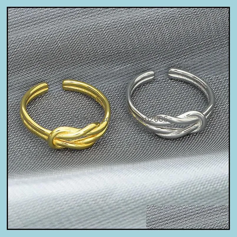 double twist knot knuckle ring minimalist gold silver color metal open adjustable ring fashion jewelry for women valentine