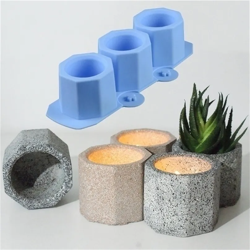 Ośmiokątny silikonowy beton mięsisty świecznik ceramiczny gliny rzemieślnicze DIY Flower Pot.