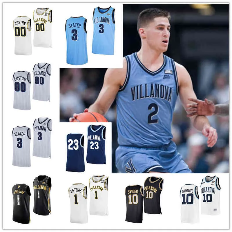 Xflsp 2022 Custom Villanova Wildcats genähtes Basketballtrikot 33 Dante Cunningham 10 Donte DiVincenzo 8 Randy Foye 1 Jalen Brunson 15 Ryan