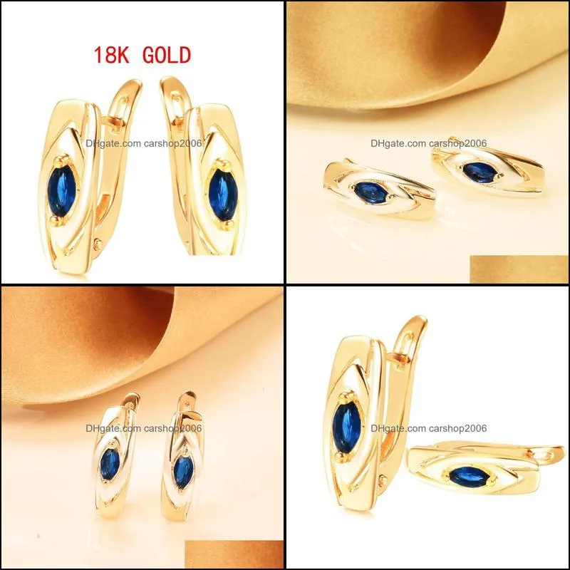 Jewelry Simple Gold Blue Gem Ladies Hollow Dangle Earrings for Women Valentines Day Gift