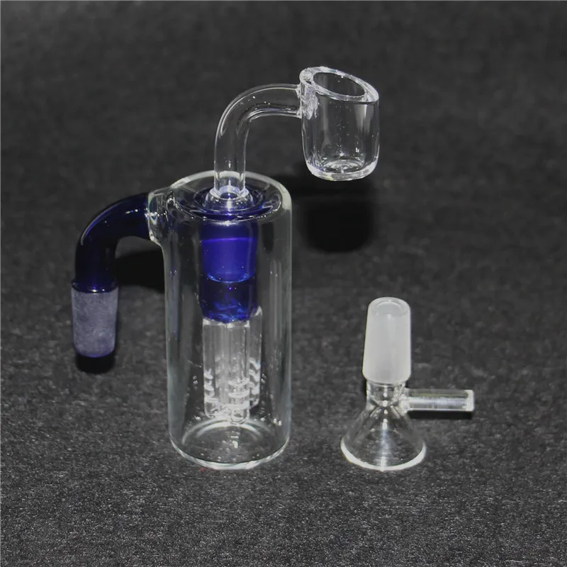 Blue 3.4 Inchs Mini 14mm Glass ash catcher Water Bong hookah Smoking Pipes Accessories with glass bowl or quartz banger nails