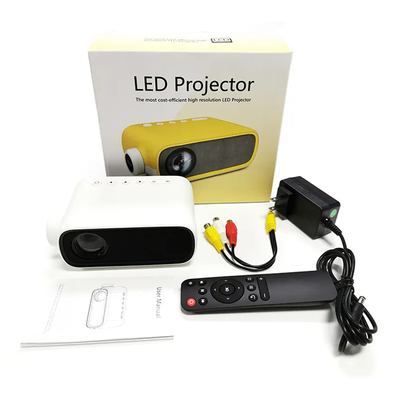 새로운 YG280 LED 미니 프로젝터 HD/USB/AV/오디오 인터페이스 휴대용 투영 홈 미디어 비디오 플레이어