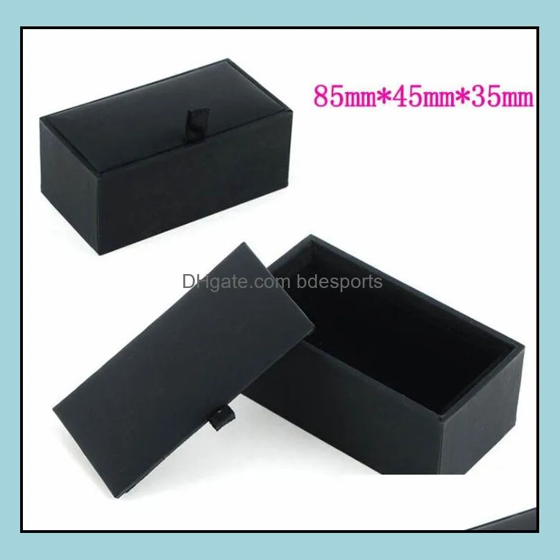 Black Cufflink Box Gift Case Holder Jewelry Packaging Boxes Organizer Black