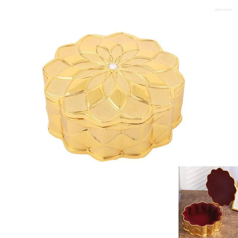 Jewelry Pouches Bags Vintage Golden Treasure Box Trinket Organizer Keepsake Ring Earrings For Wedding Christmas Birthday Gift Edwi22