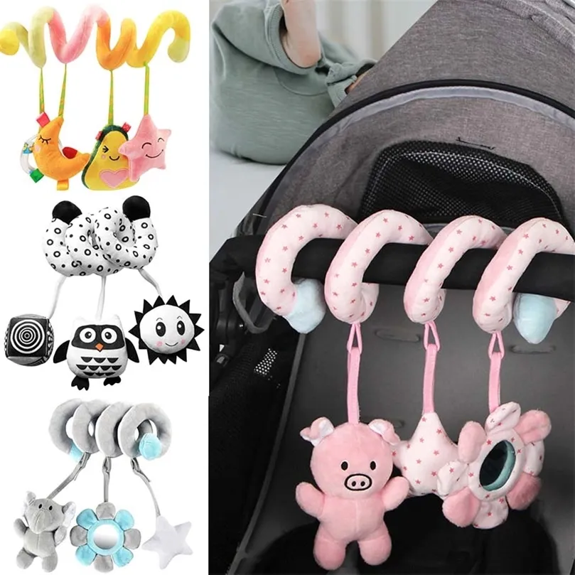 Baby Rattles Mobiles Educational Toys For Children Activity Spiral Crib Toddler Bed Bell Baby Playing Kids Stroller Hanging Doll 220531