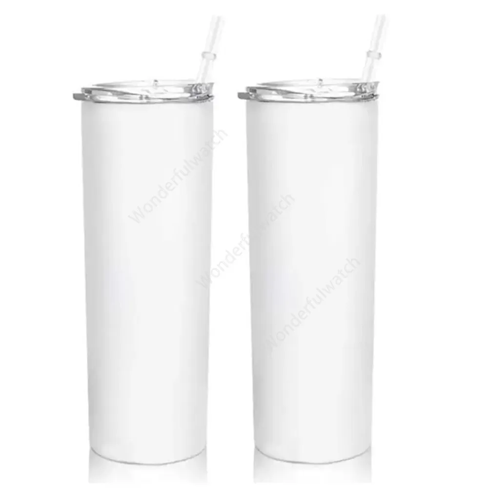 Hotest 20oz Sublimartion Vasos rectos con paja de acero Vaso de acero inoxidable Taza de café Sublimación Espacios en blanco Botella de agua Envío marítimo 1000pcs DAW471