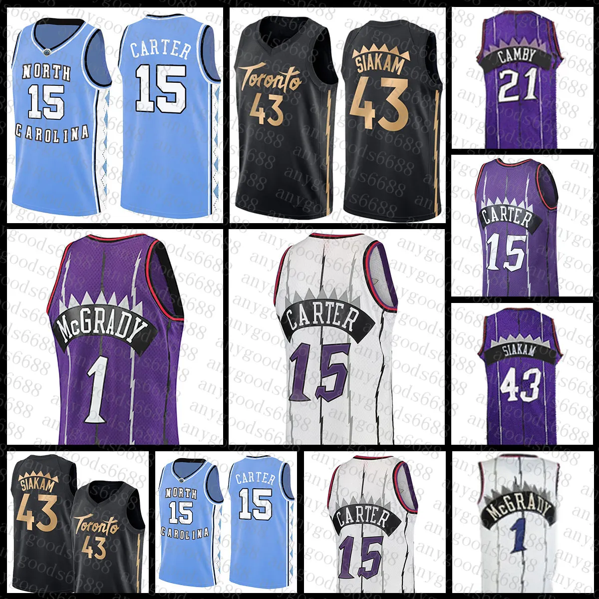 Torontos Raptores 1 21 Vince Carter Pascal Siakam Basketball Jersey 2021 2022 New 15 43 Tracy McGrady Marcus Camby Clear