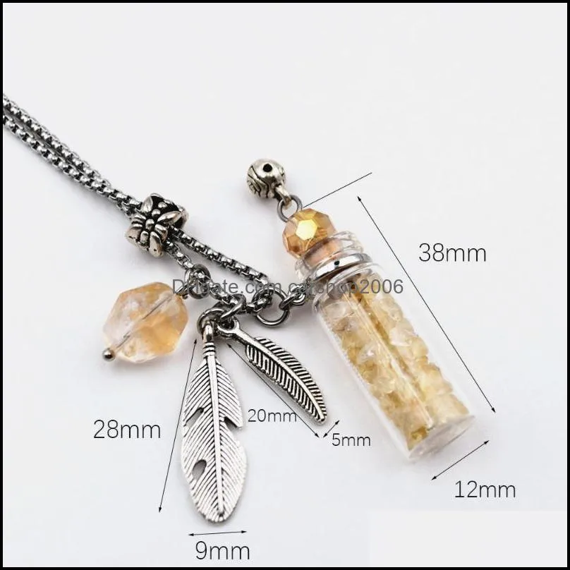 pendant necklaces 1pcs refillable handmade essential oil crystal glass bottle necklace diffuser perfume sweater chain