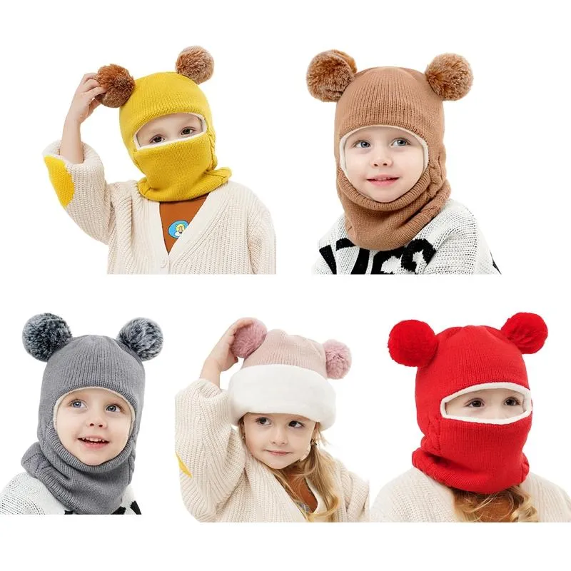Berets 2-7 t Hooded Hat Toddler Snöhattar för barn Earflap Beanie Fleece Fodrad L5YB
