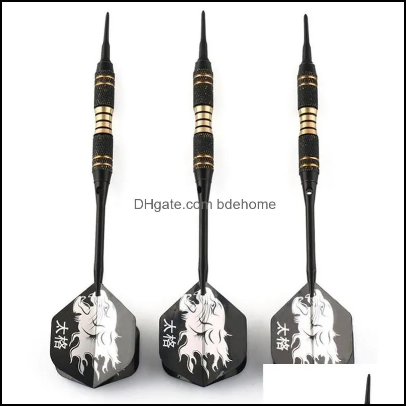 3pcs/Set Professional Black Darts 18g Safty Soft Darts Electronic Games Dartboard Soft For Indoor Tip Dardos W1A0