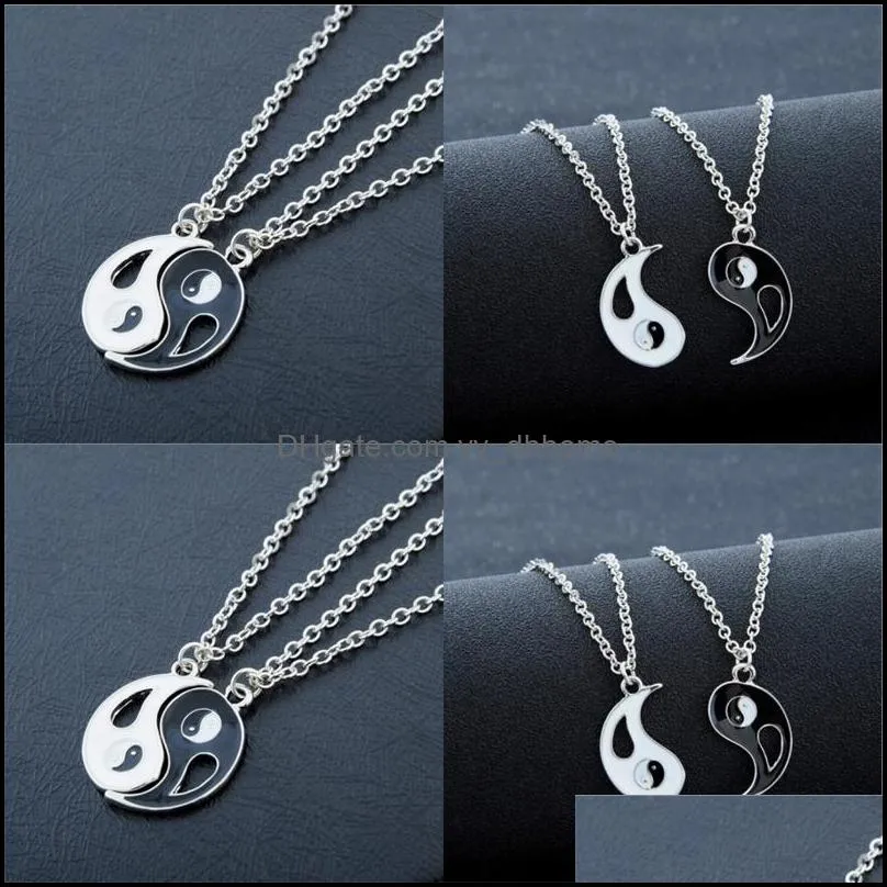 Friends stitching Lovers Charm Pendant Necklace colar masculino Taiji gossip yin yang couple necklaces 11 N2