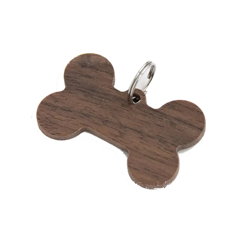 Étiquettes d'identification en bois pour sac, 500 pièces, nom d'animal de compagnie, chien, Anti-perte, bois personnalisé, collier d'identification de chat, plaque nominative pour chiot, porte-clés