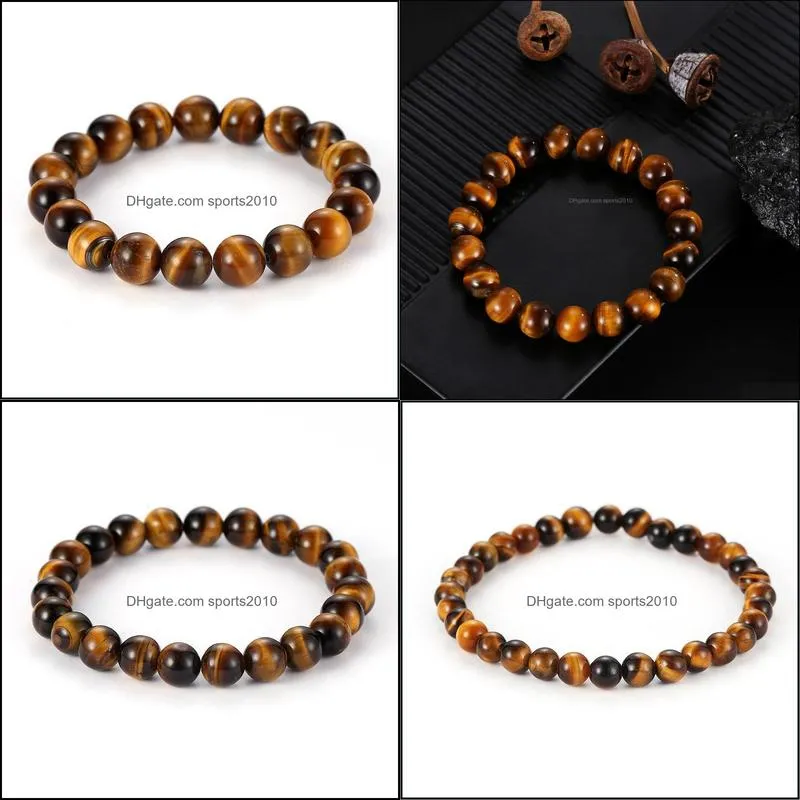 6mm 8mm 10mm brown tiger eye stone bead strand bracelet women men lover healing energy yoga bracelet jewelry gift sports2010