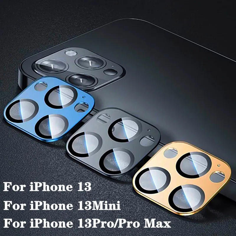 حالات واقي عدسة الكاميرا لـ iPhone 13 Pro Max 12 11 Mini Cover Full Ring Metal Ring+Class Camera Protection Len Glass Case