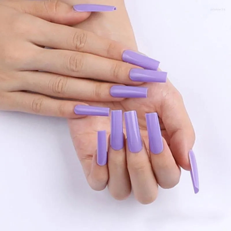 False Nails 24pcs Full Cover Short Stiletto With Design Wearable Long Ballerina Blue White Detachable Prud22