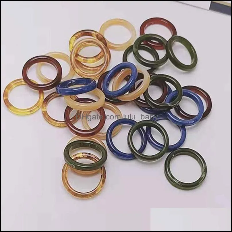 cute solid color resin simple style band rings for women girl party club decor fashion jewelry mixed