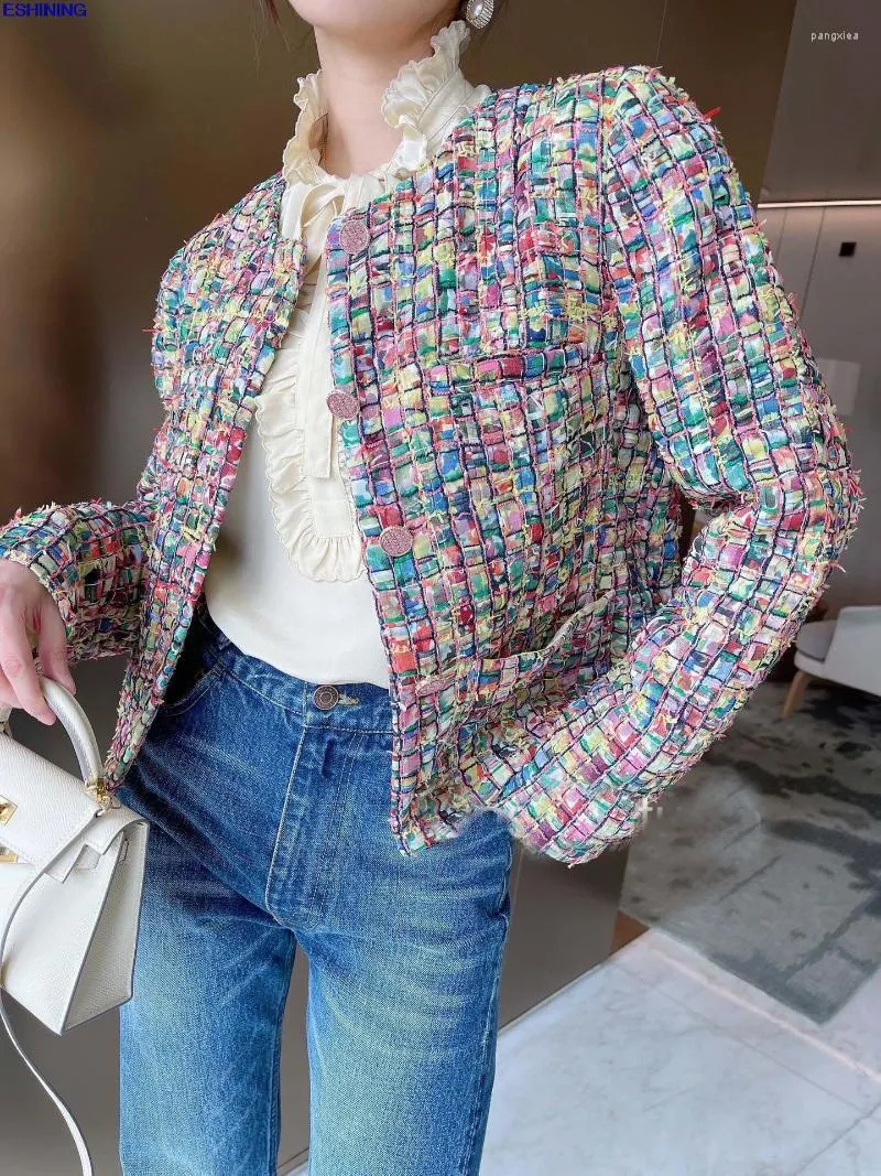 Abiti da donna Blazer 2022 Il colore personalizzato che si adatta al mosaico ha un cappotto con colletto tondo foderato con giacca da abito in seta di qualità superiore