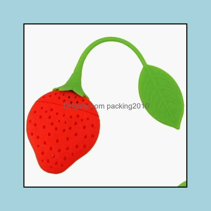 Strawberry shape silicone tea infuser strainer silicone tea filler bag ball dipper 150pcs