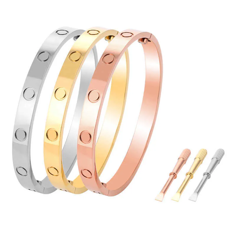 Bracciale da uomo Bracciale in oro rosa Donna Acciaio inossidabile 316L Gioielli di design Design di lusso Coppia Compleanno Fidanzamento Regalo Classico Di moda Ciondolo Bracciale in argento