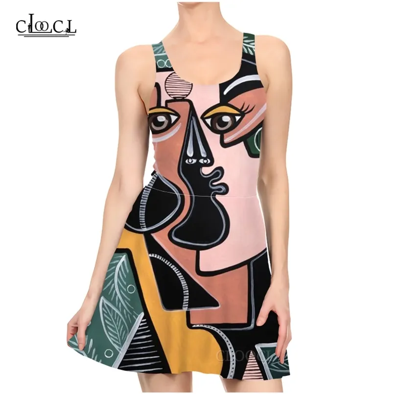 Geometric Art Pattern Ladies Trend Party Girls 3D Print Sleeveless Sexy Fashion Dress Summer Slim Beach 220617