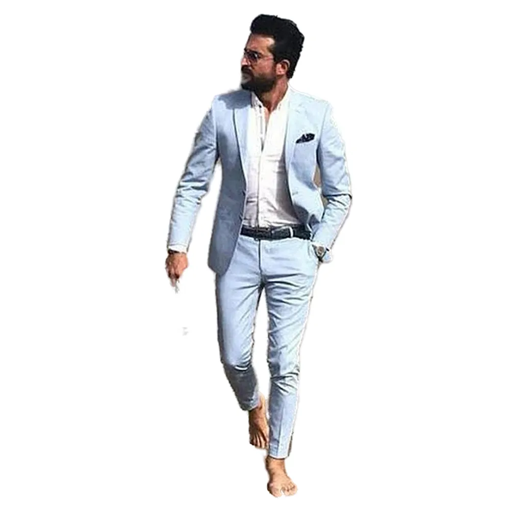 Hollywood Suit Light Blue Modern Fit Sport Coat