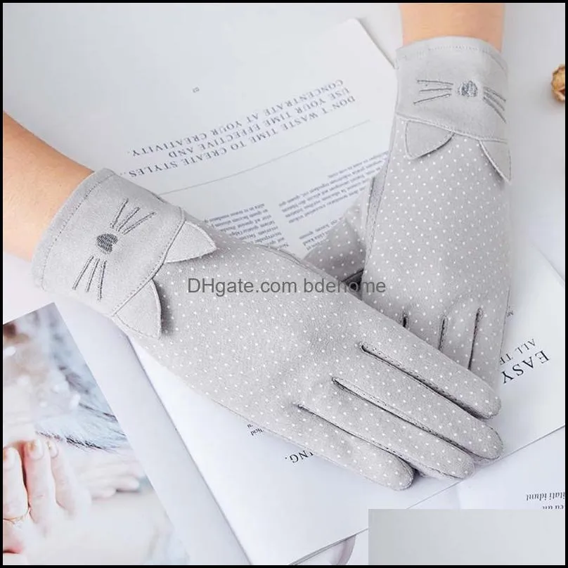 Five Fingers Gloves 2021 Fashion Sun Protection Women Summer Riding Elastic Cotton Thin Driving Full-finger Breathable1