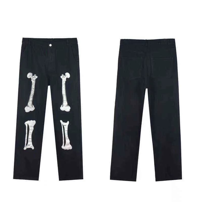 Y2K Print Mens Black Skull Skeleton Jeans Baggy Pants Trendy Streetwear Hip  Hop Fashion From Bailixi01, $29.31