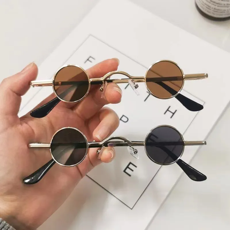 Men’s Round Gold Frame Sunglasses – Retro Hip Hop Style – UV400 Gradient Honey Lens – Model 7535